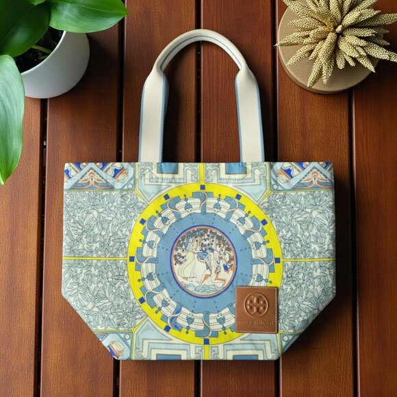 Tory Burch Ella Printed Market Tote Bag Recycled Nylon Greek Gardens Multicolor - Picture 7 of 16